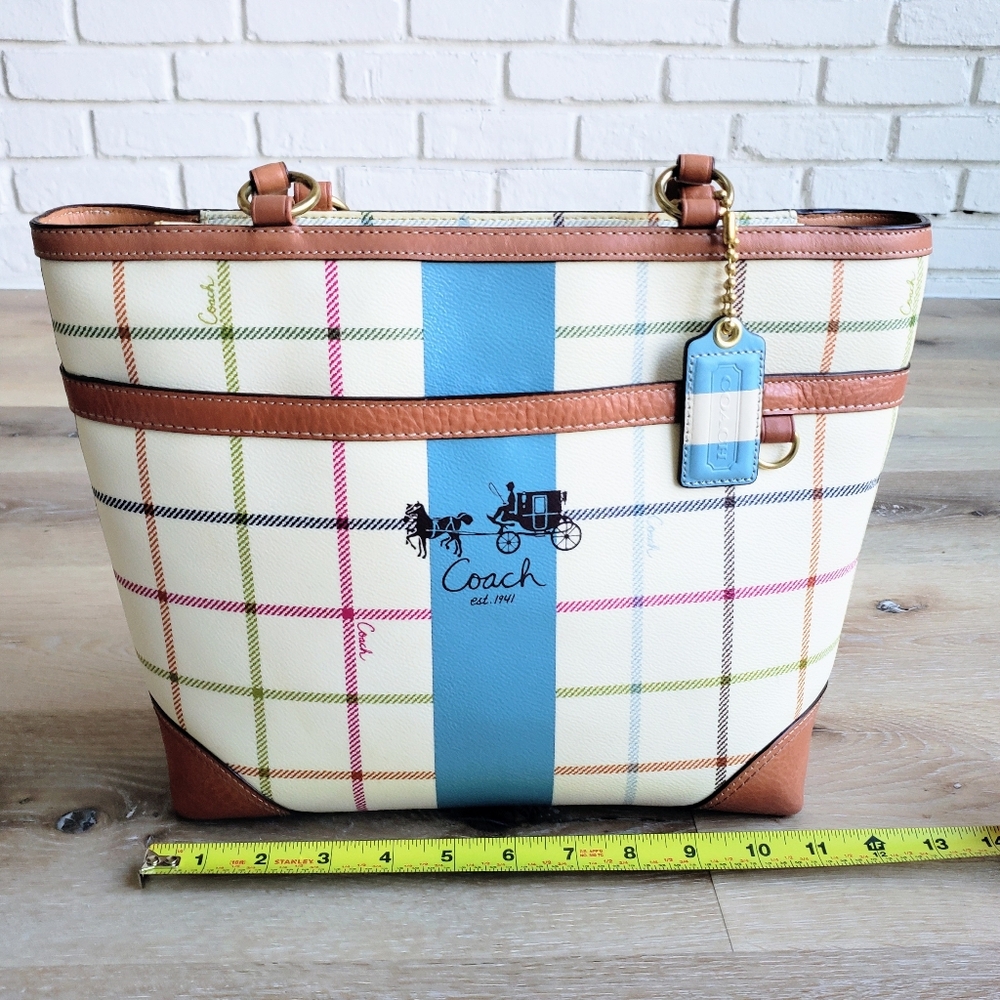 Coach Multicolor Plaid Tote Shoulder Bag D0868-12561